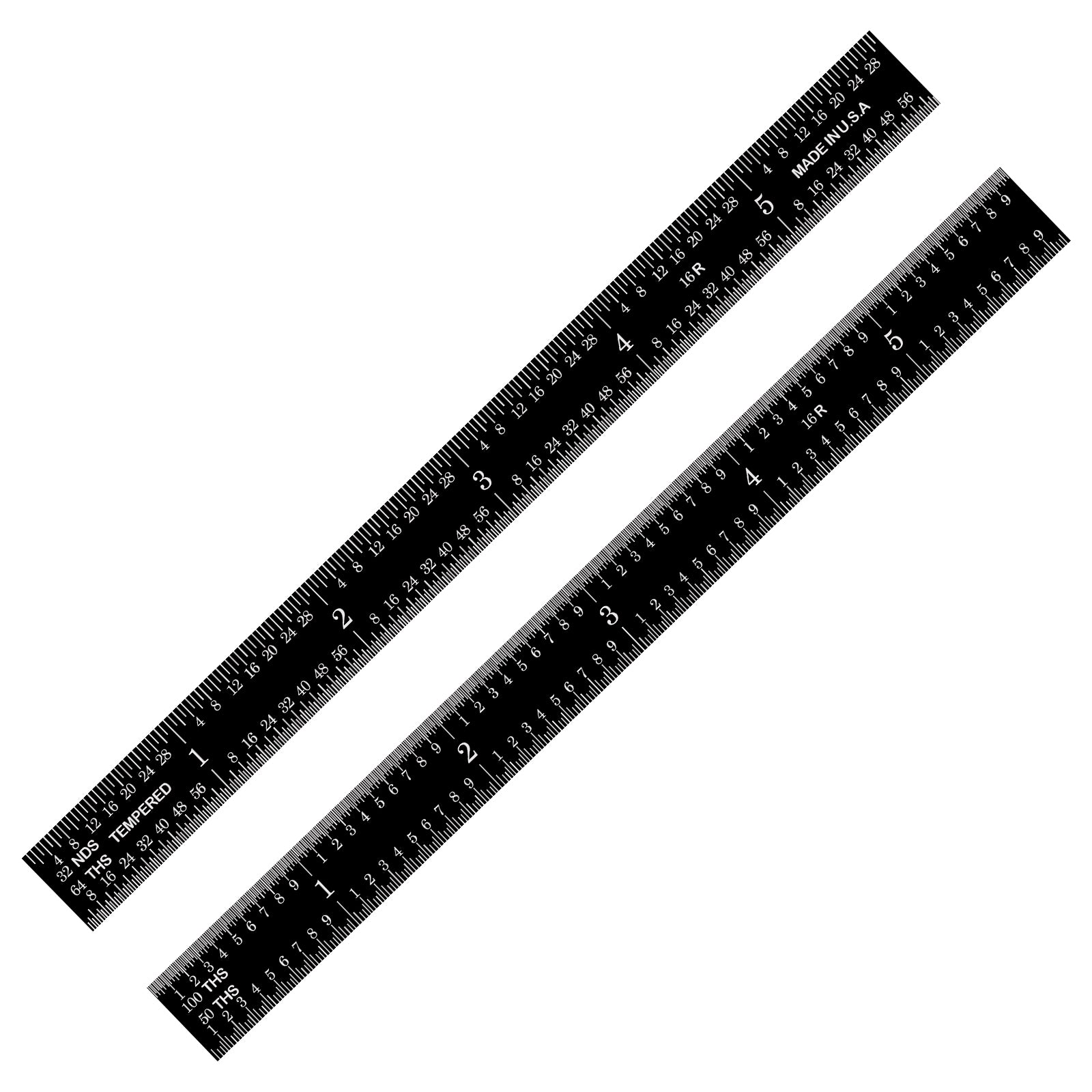 Black Chrome Flexible Rulers - Full English Graduations