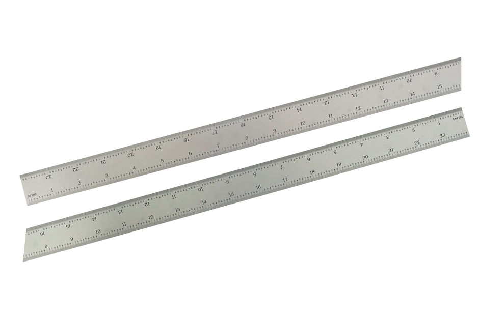 Rigid Satin Chrome-Plated Steel Rulers with precise graduations and a durable chrome finish.