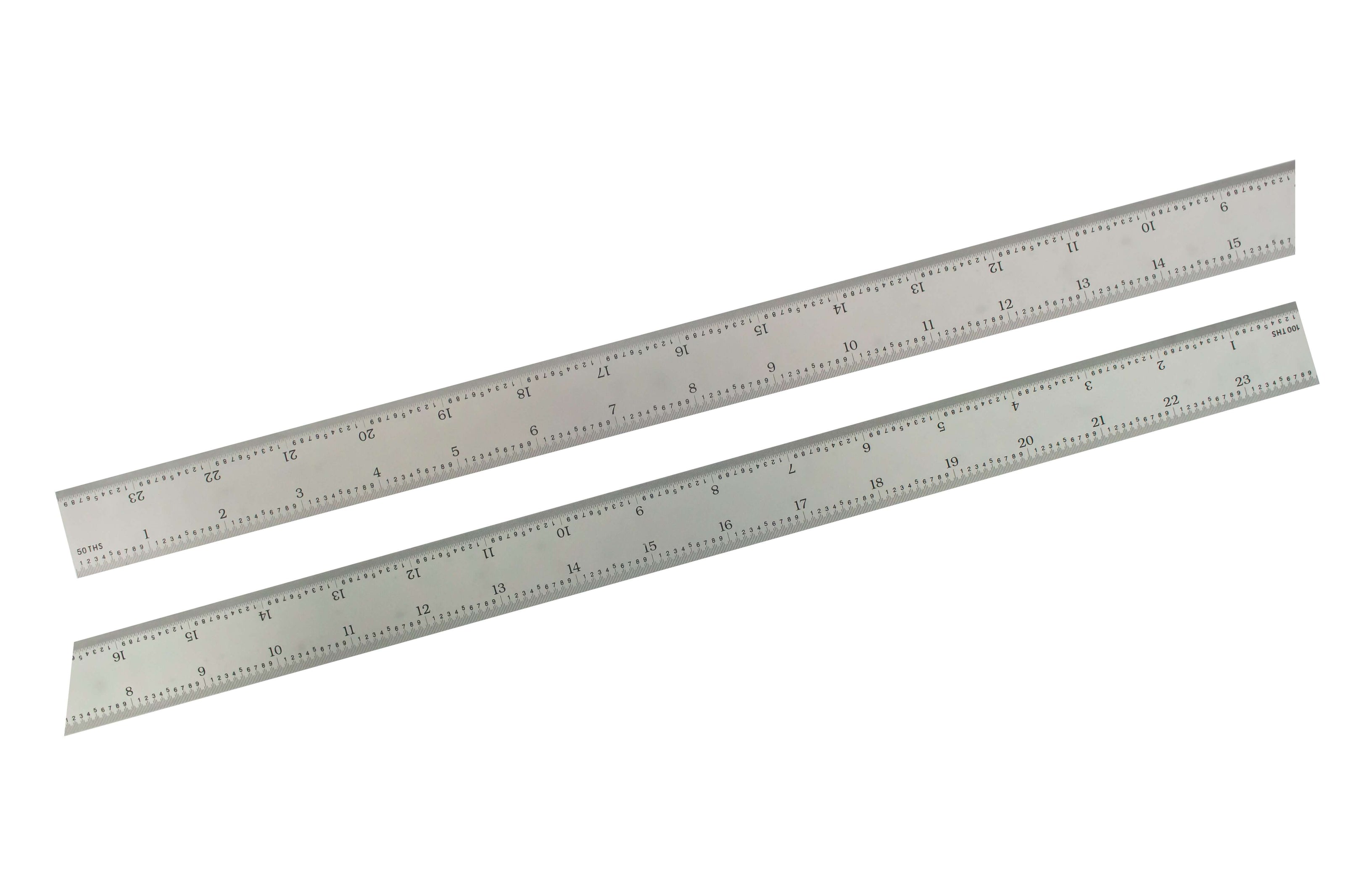 Rigid Satin Chrome-Plated Steel Rulers with precise graduations and a durable chrome finish.