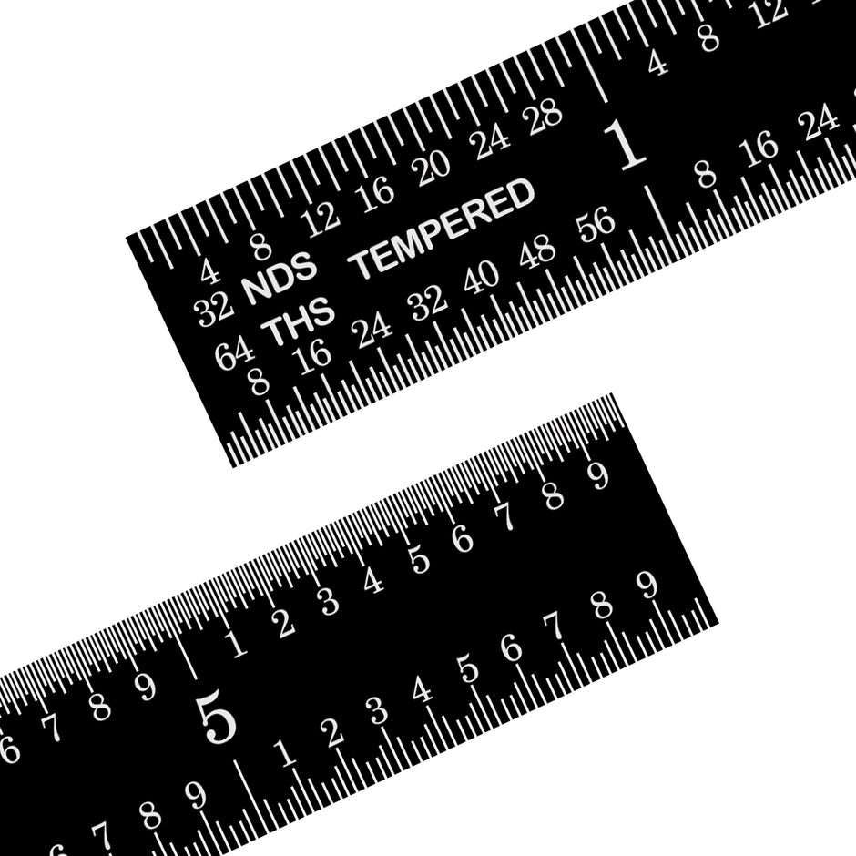 Black Chrome Rigid Rulers | PEC Tools showing precision graduations and durable black chrome finish.