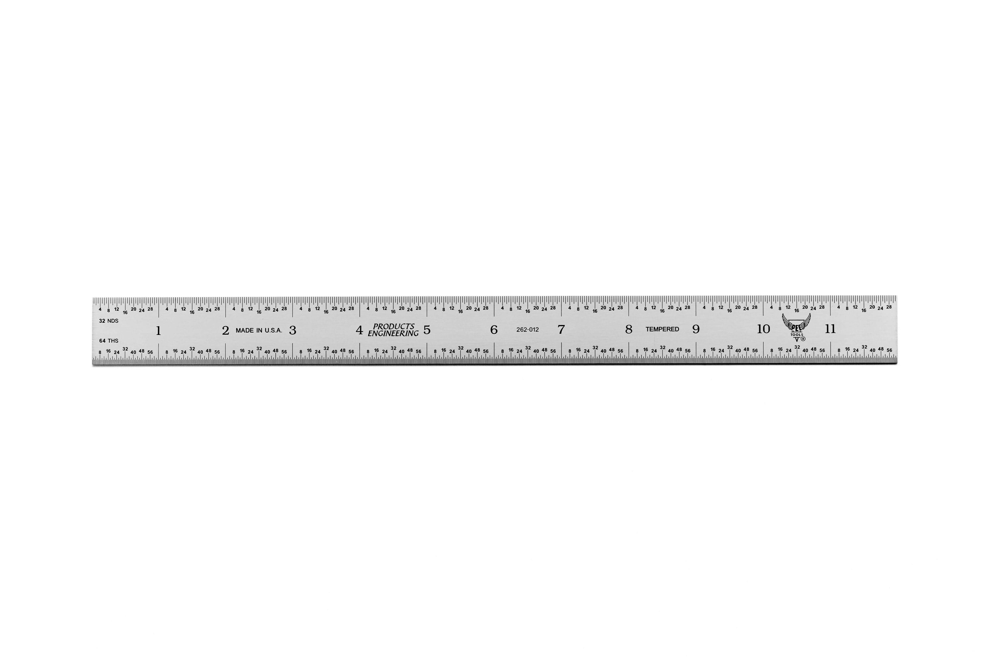 Rigid Satin Chrome Steel Rulers with E/M Graduations for precise measurements in toolrooms.