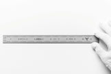 Rigid Satin Chrome Steel Rulers with English/Metric Graduations on a white background.