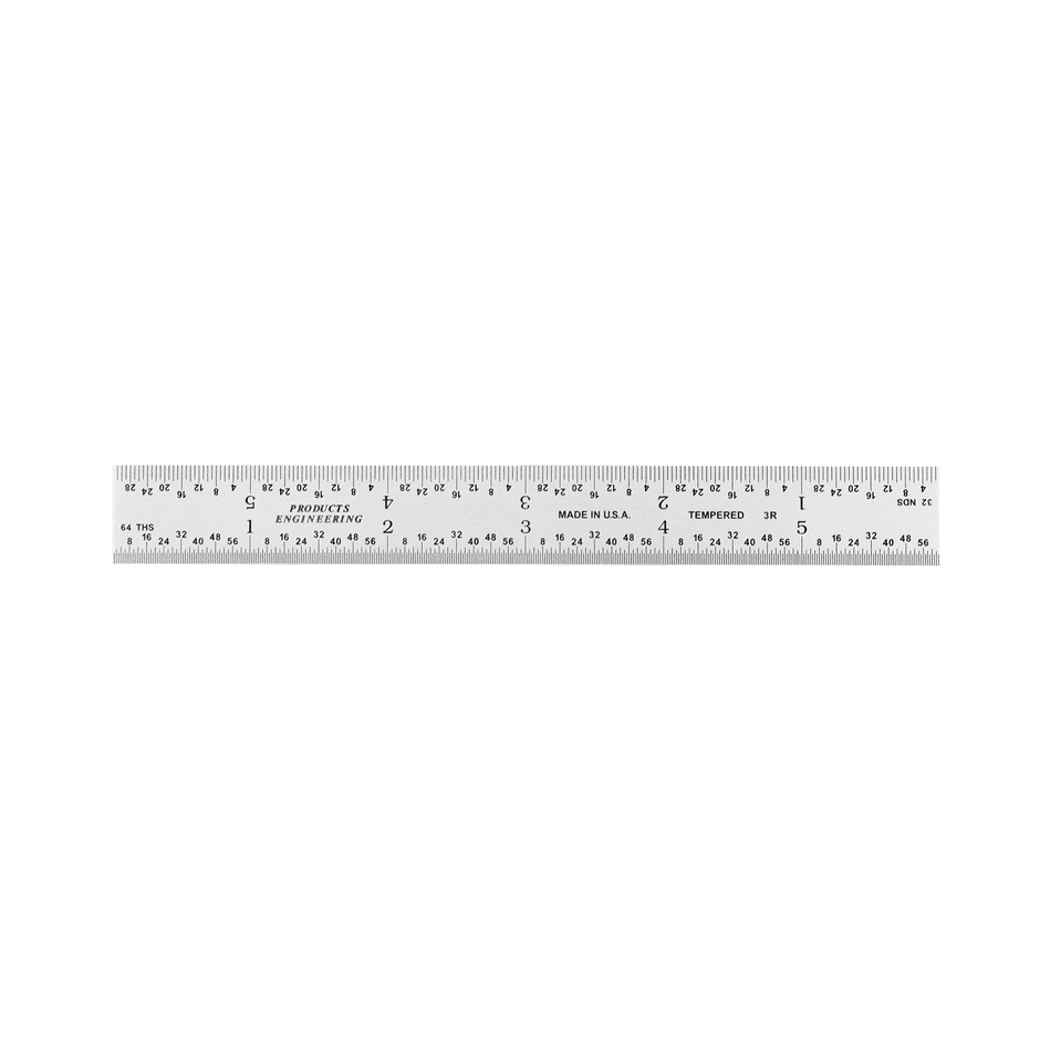 Rigid Satin Chrome-Plated Steel Rulers with precise etchings and graduations made in USA.