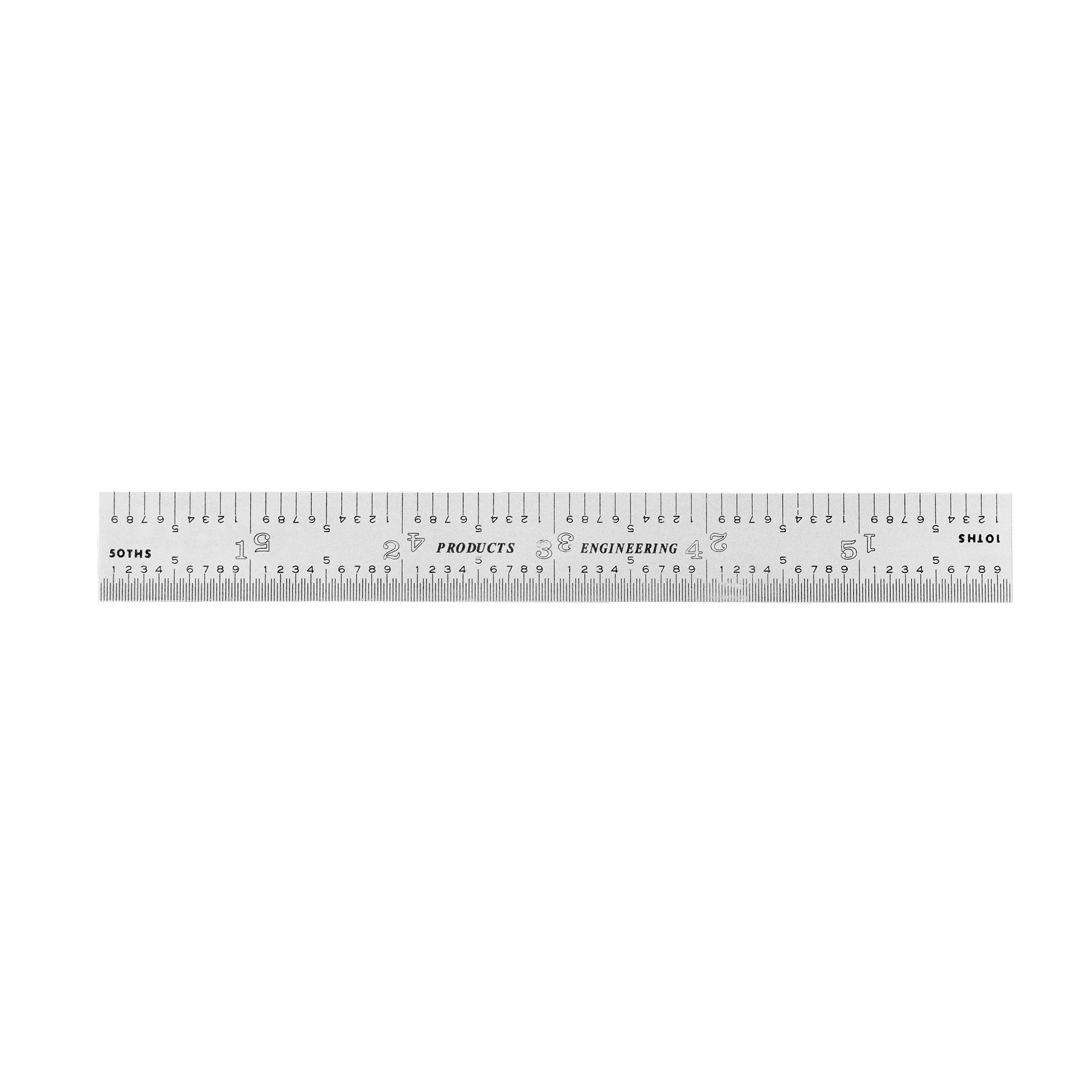 Rigid Satin Chrome Steel Rulers displayed with English and Metric graduations, featuring a chrome finish.