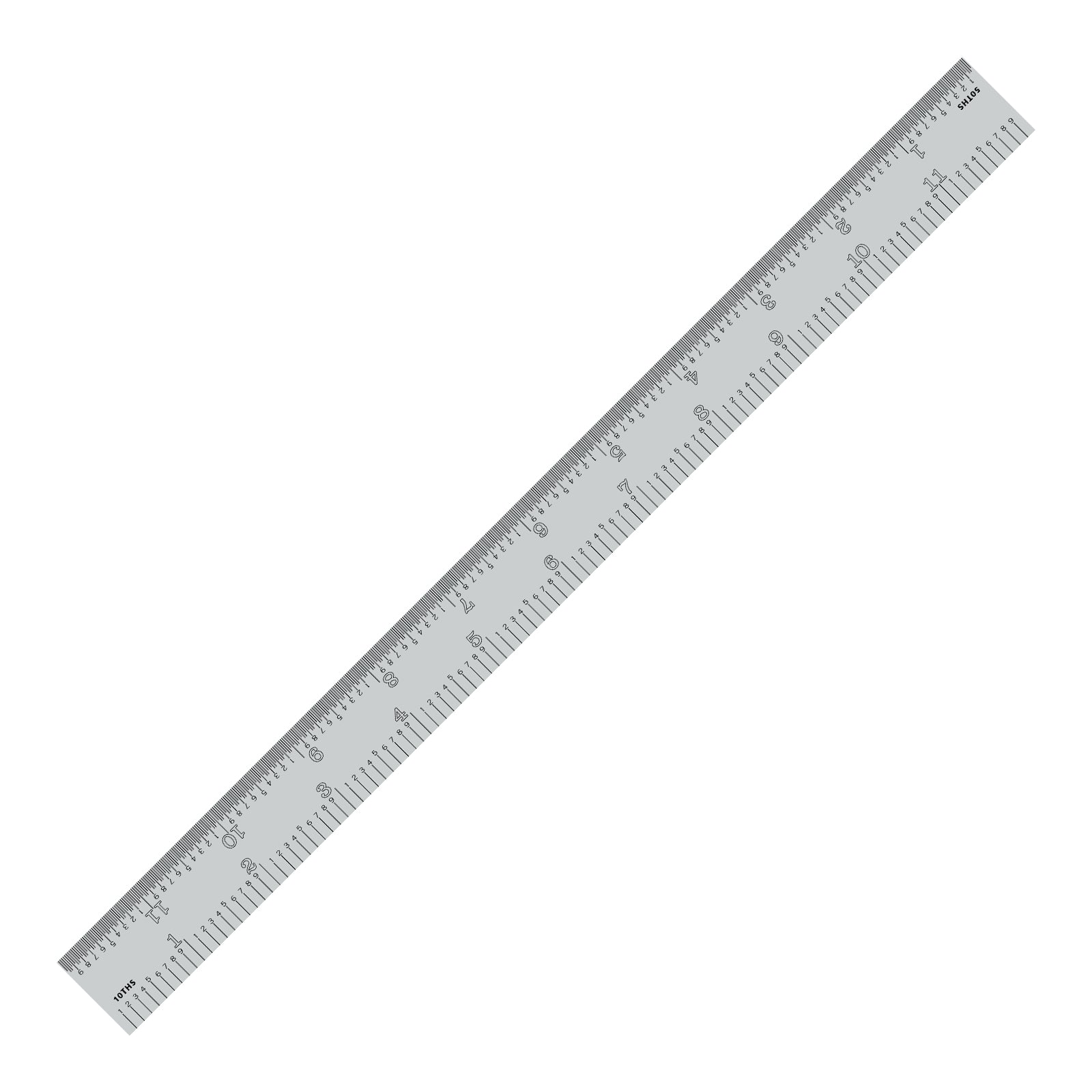 Rigid Satin Chrome Steel Rulers with English and Metric Graduations for precise measurements.