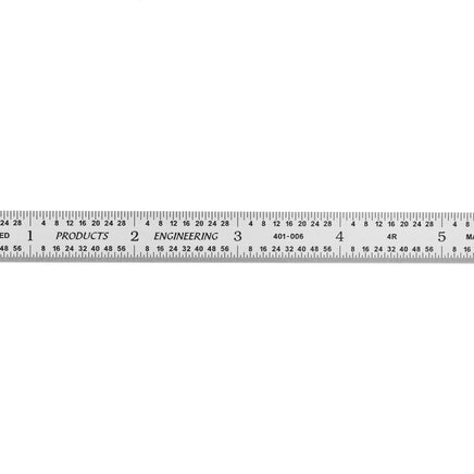 Flexible satin chrome-plated steel rulers with precise etchings, made in the USA.