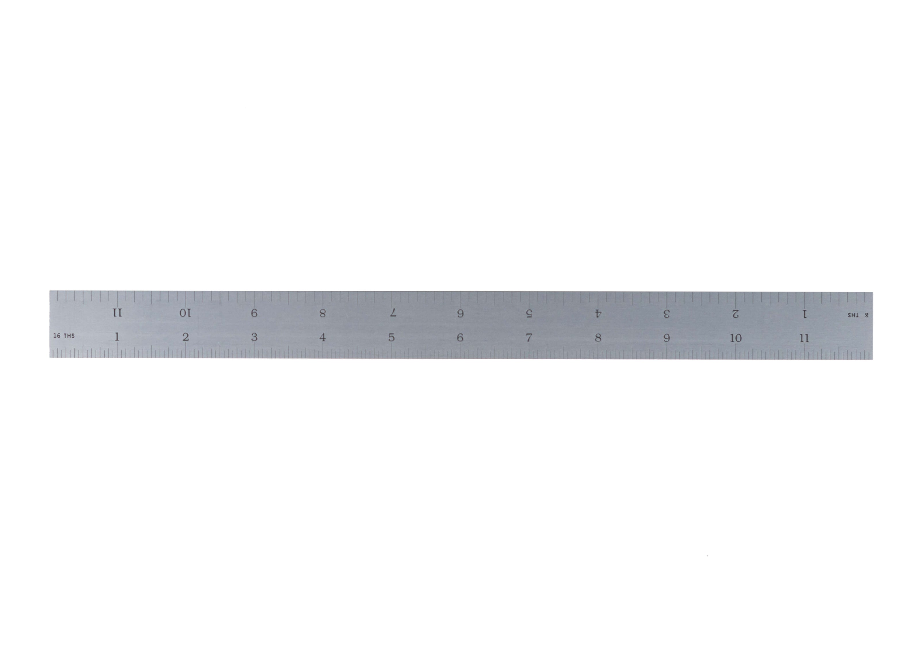 Rigid Satin Chrome-Plated Steel Rulers with clearly etched markings for precise measurement, made of durable carbon steel.