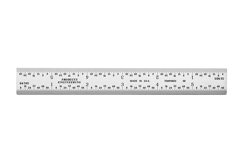 Rigid Satin Chrome-Plated Steel Rulers with clearly etched graduations, made from carbon steel, manufactured in USA.