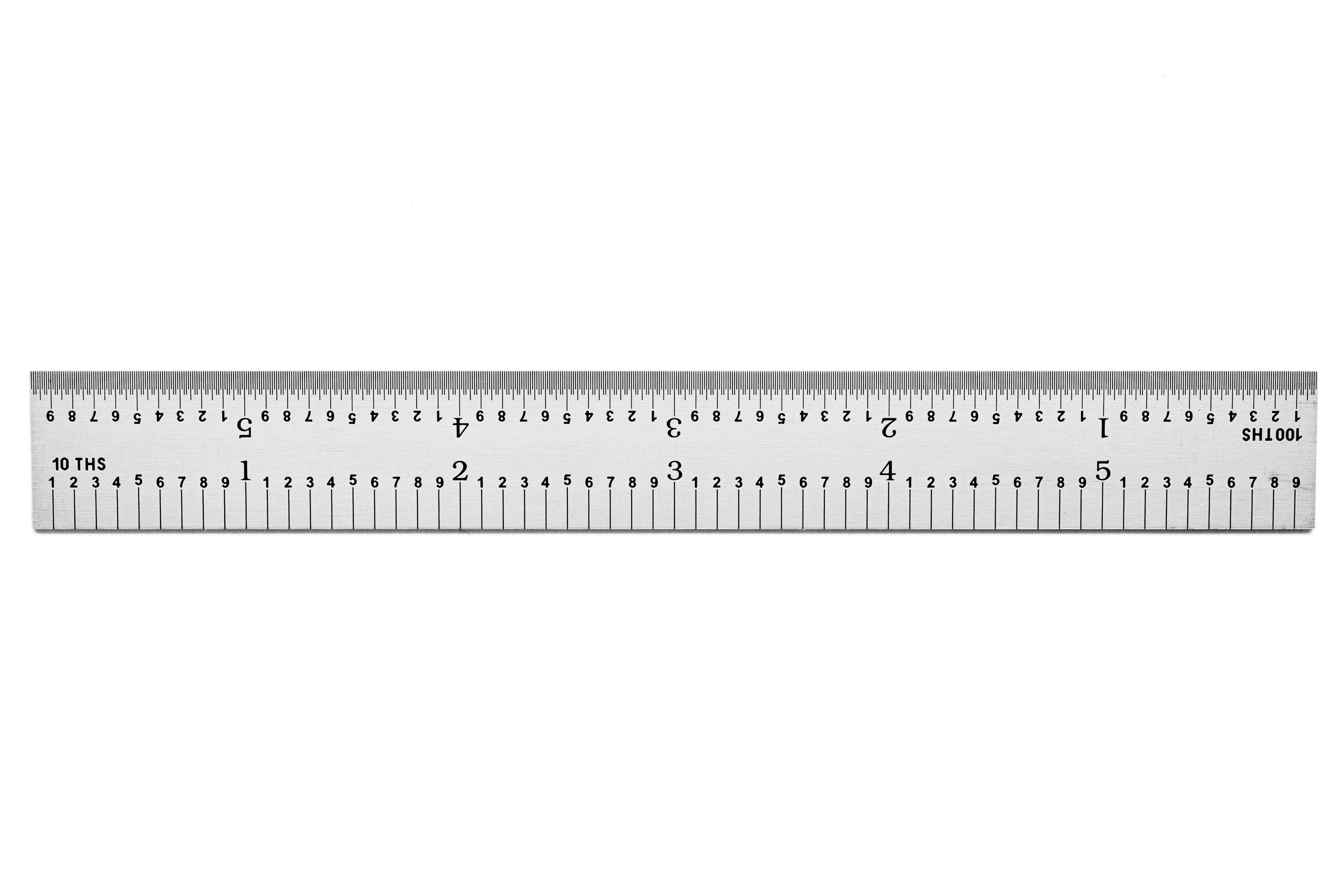 Rigid Satin Chrome-Plated Steel Rulers with full English graduations for precise measurements.