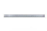 Rigid Satin Chrome Steel Rulers with English and Metric graduations for precision measuring.