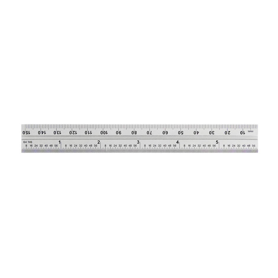Machinist blades with English and metric graduations on a precision ruler, ideal for accurate measurements.