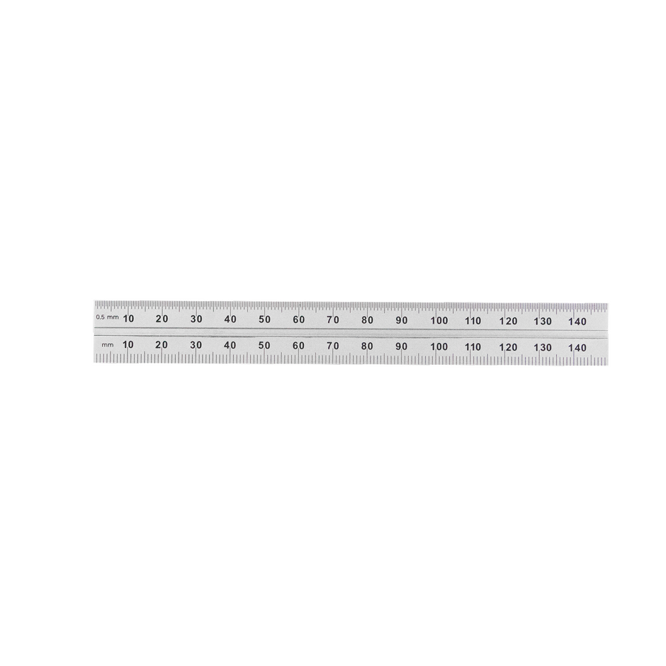 Machinist blade with full metric graduations, made from high-quality steel and featuring a satin chrome finish.