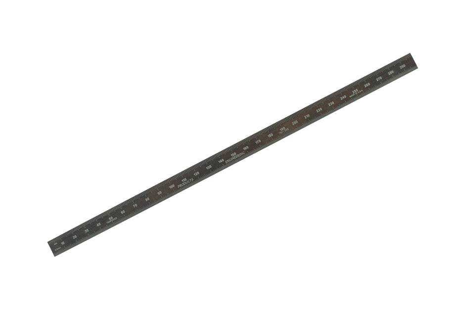 Black Chrome Flexible Rulers with full metric graduations on a stainless steel design