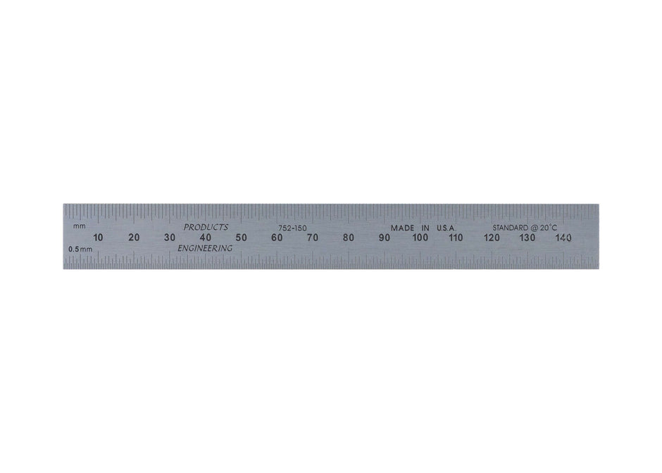 Rigid Satin Chrome-Plated Steel Rulers - Full Metric Graduations