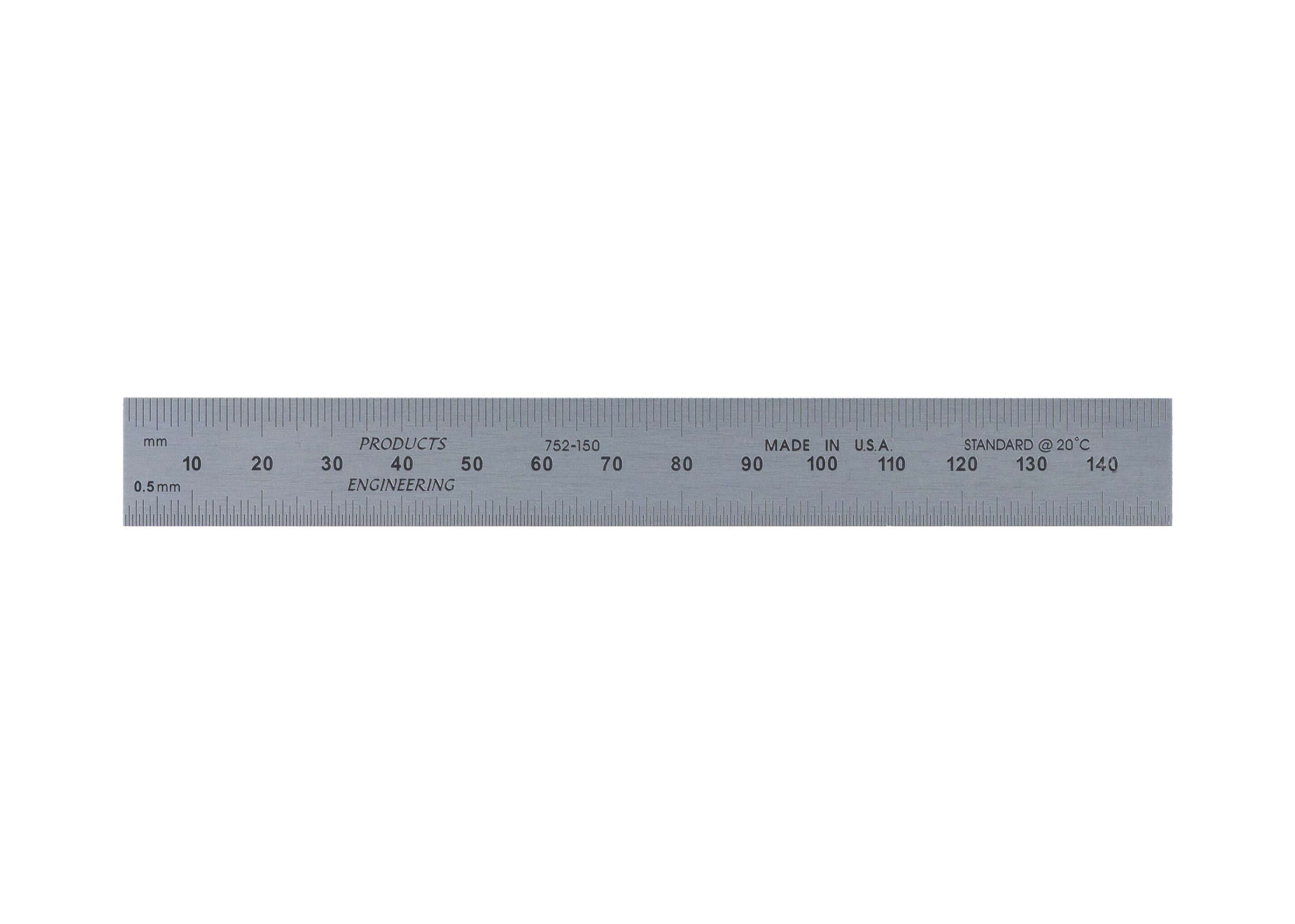 Rigid Satin Chrome-Plated Steel Rulers - Full Metric Graduations