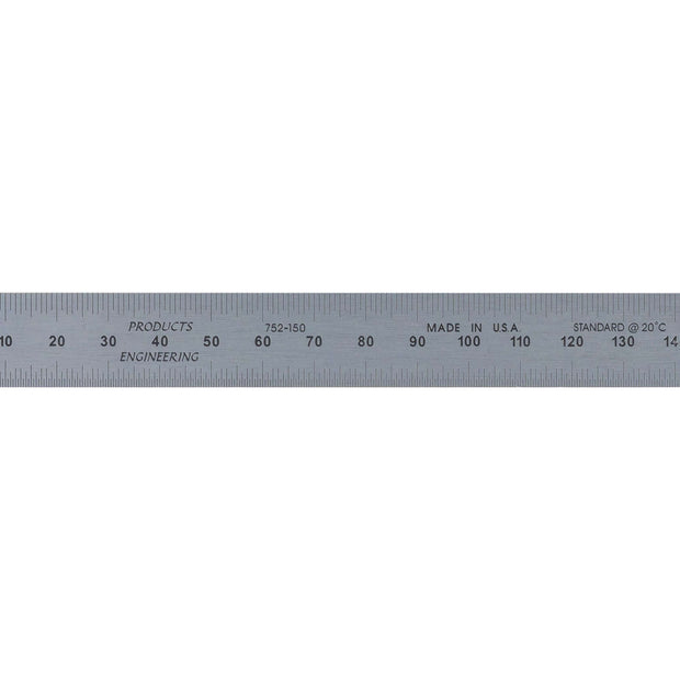 Rigid Satin Chrome-Plated Steel Rulers - Full Metric Graduations