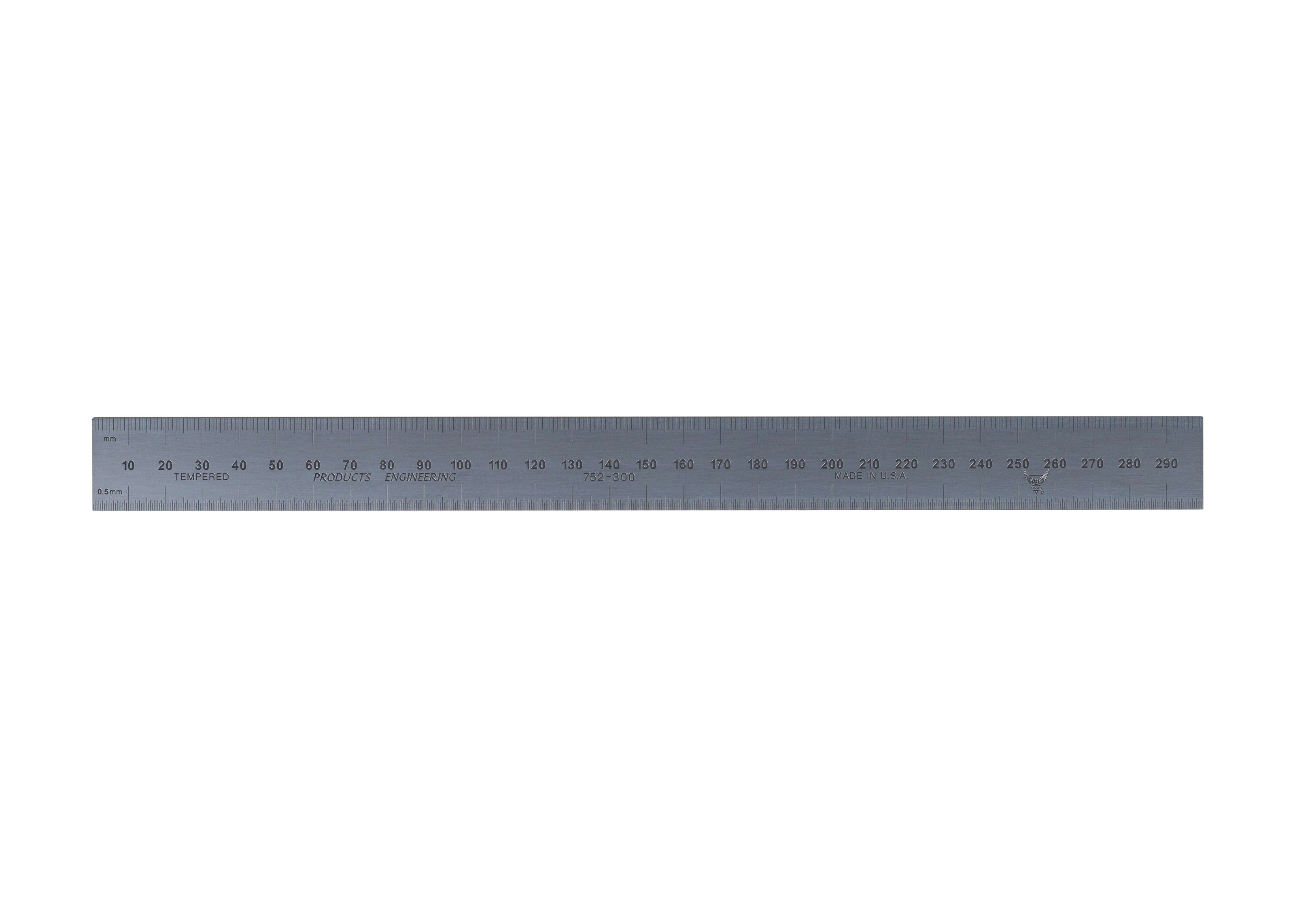 Rigid Satin Chrome-Plated Steel Rulers - Full Metric Graduations