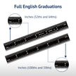 Black Chrome Rigid Rulers | PEC Tools with full English graduations including inches for 32ths, 64ths, 50ths, and 100ths.
