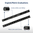 Black Chrome Rigid Rulers | PEC Tools showcasing English and Metric graduations for precise measurements.