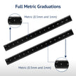 Black Chrome Rigid Rulers | PEC Tools with full metric graduations (0.5mm and 1mm) for precise measurements.