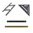 Multi-angle Measuring Set featuring a rafter square and three types of rulers for precise woodworking measurements.