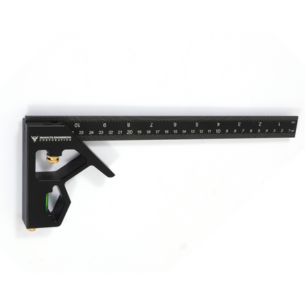 PEC Tools black combination square set with white contrast graduation measurements