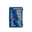 Stainless Steel Dial Indicator Tips (22-Piece Set) in a clear storage case for precision measuring needs.