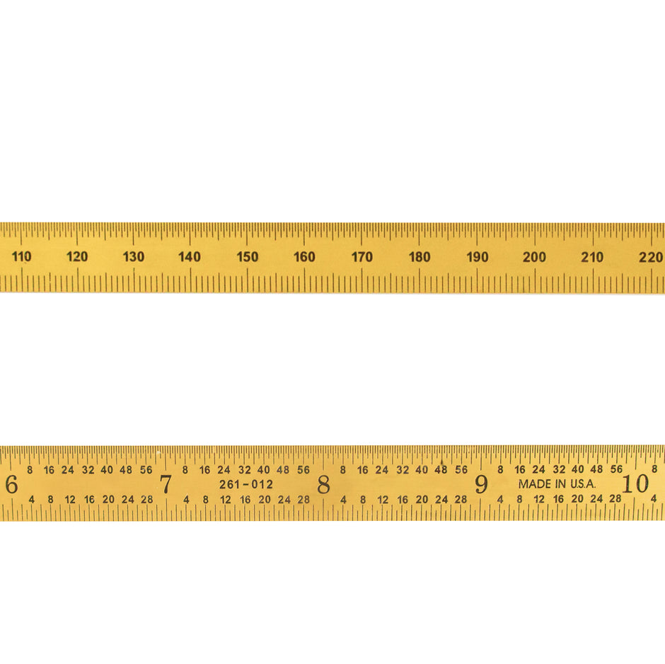 Gold TiN Rigid Ruler | PEC Tools showing clear graduations and durable measuring surface for precision measurement.