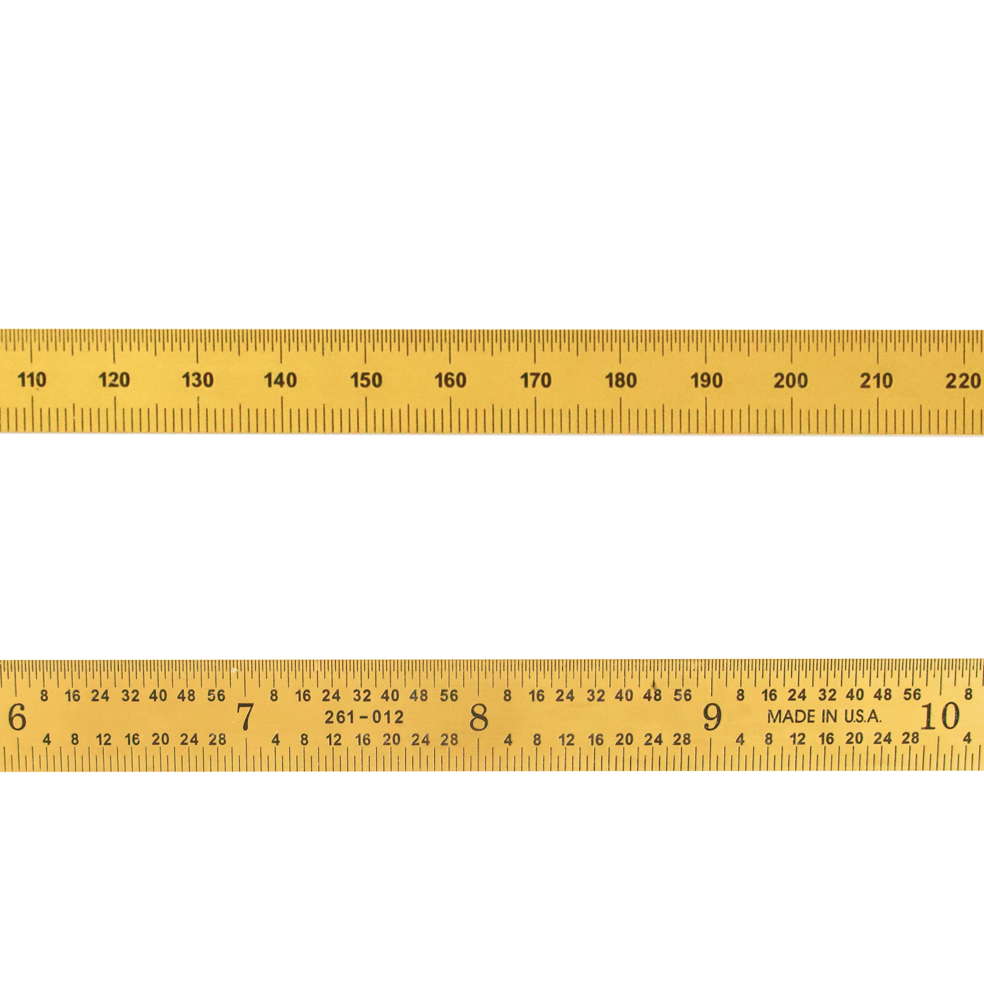 Gold TiN Rigid Ruler | PEC Tools showing clear graduations and durable measuring surface for precision measurement.