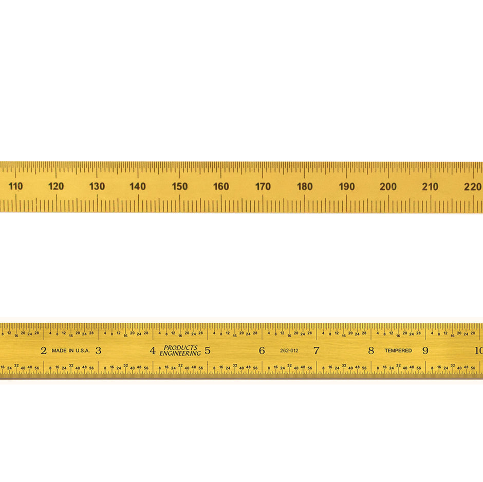 Gold TiN Rigid Ruler | PEC Tools showing clear graduations and chrome-plated carbon steel for precise measurement.