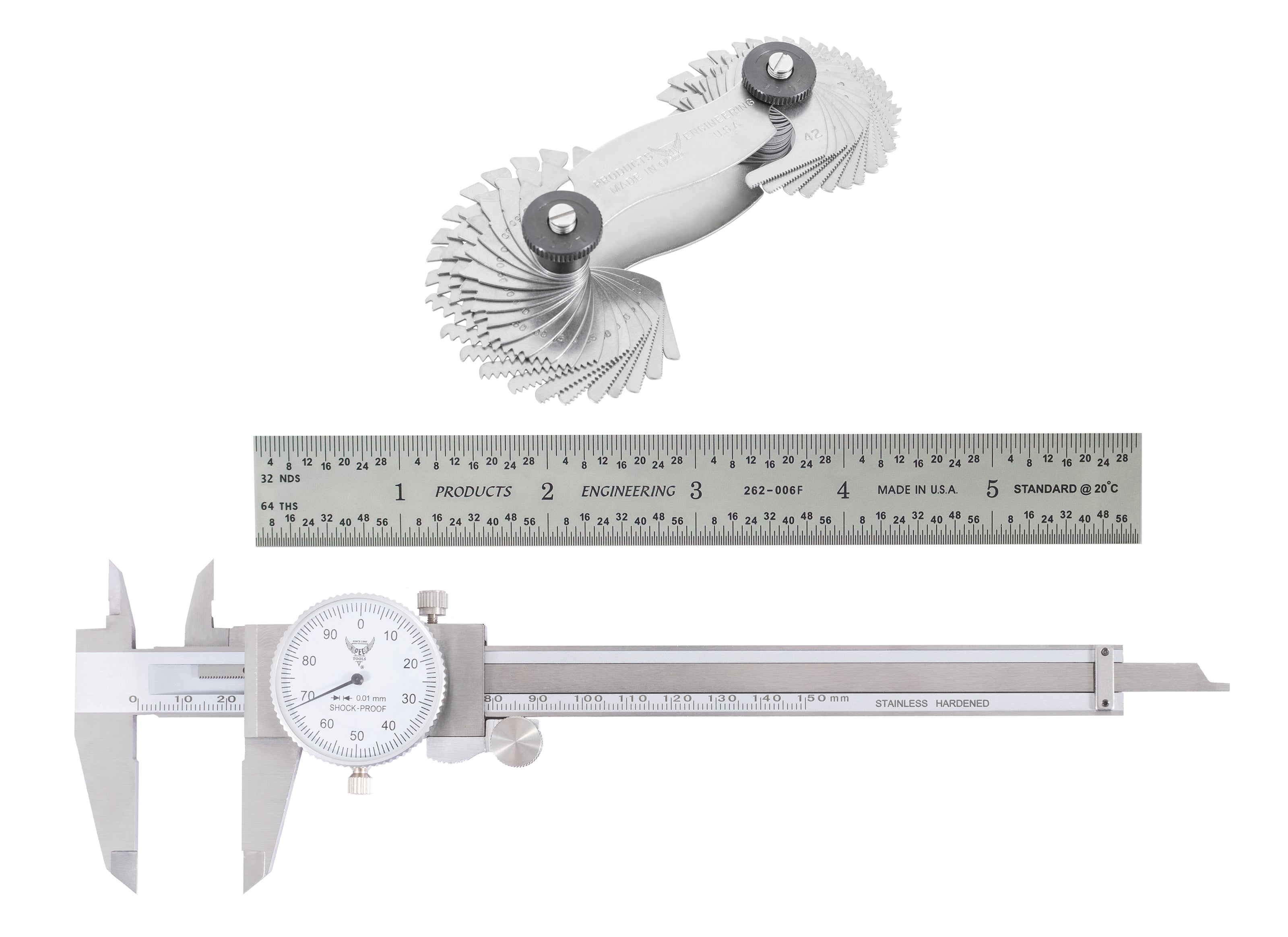 Automotive Measurement Tool Kit | Dial Caliper, Ruler & Screw Pitch Gauge