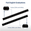 Black Chrome Rigid Rulers | PEC Tools showing full English graduations in 32ths, 64ths, 50ths, and 10ths for precision measuring.