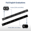 Black Chrome Rigid Rulers | PEC Tools featuring full English graduations in inches (1/8', 1/16', 1/32', 1/64').