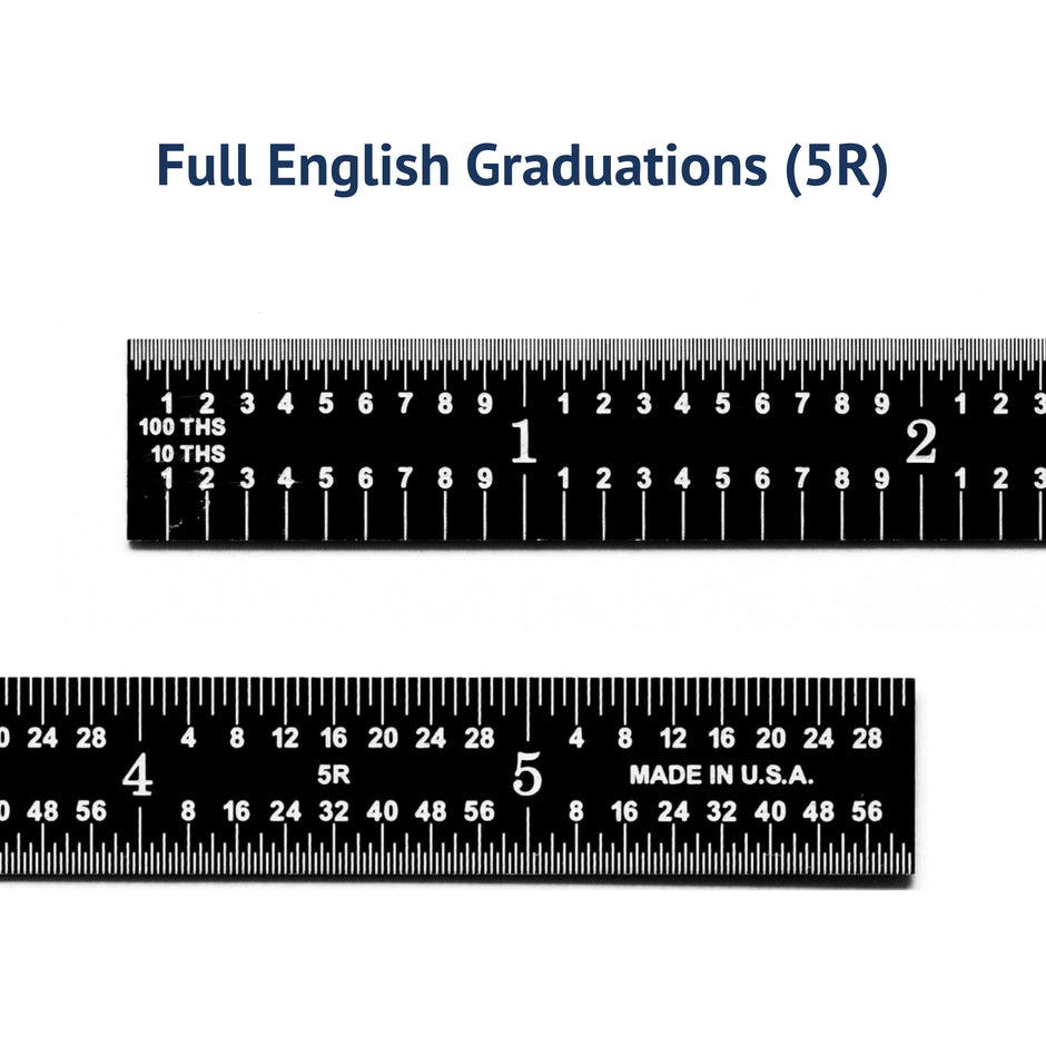 Black Chrome Rigid Rulers | PEC Tools with full English graduations (5R) on a black background.