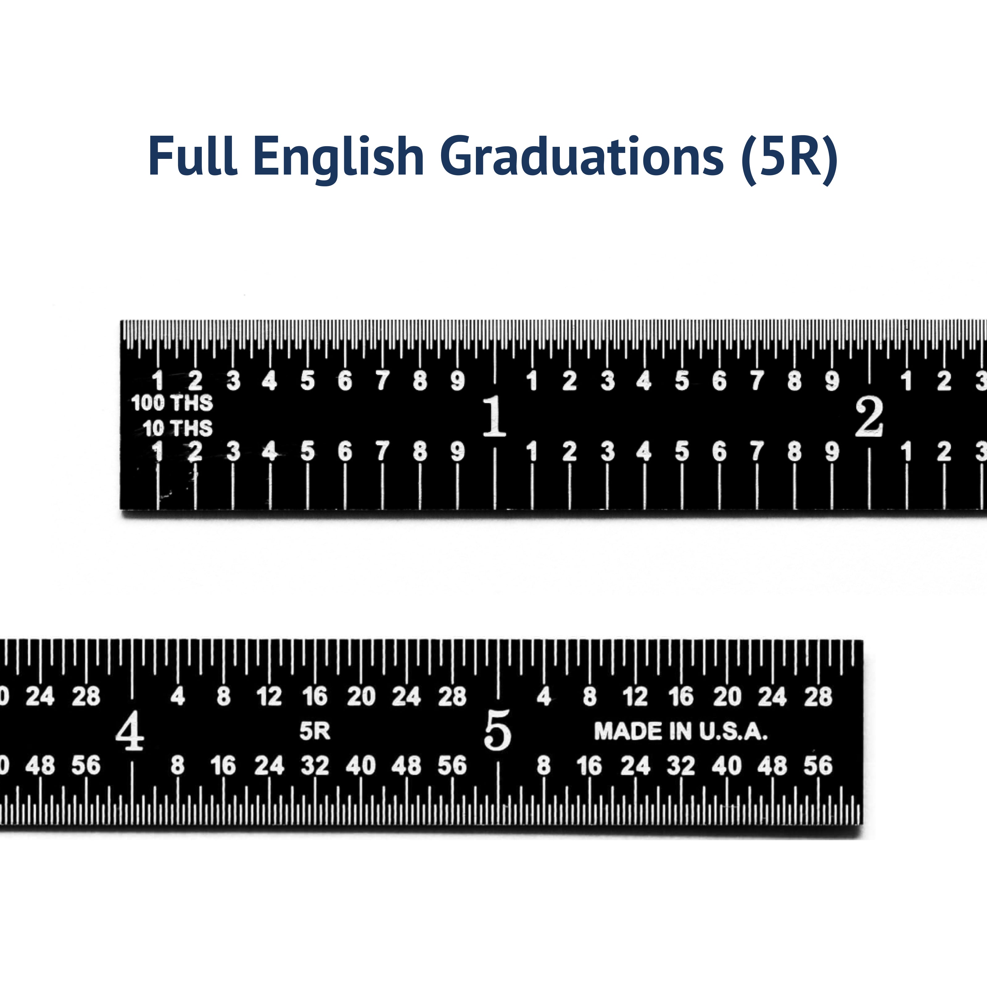 Black Chrome Rigid Rulers | PEC Tools with full English graduations (5R) on a black background.