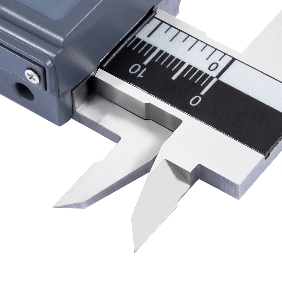 Close-up of internal jaws on digital caliper from PEC Tools