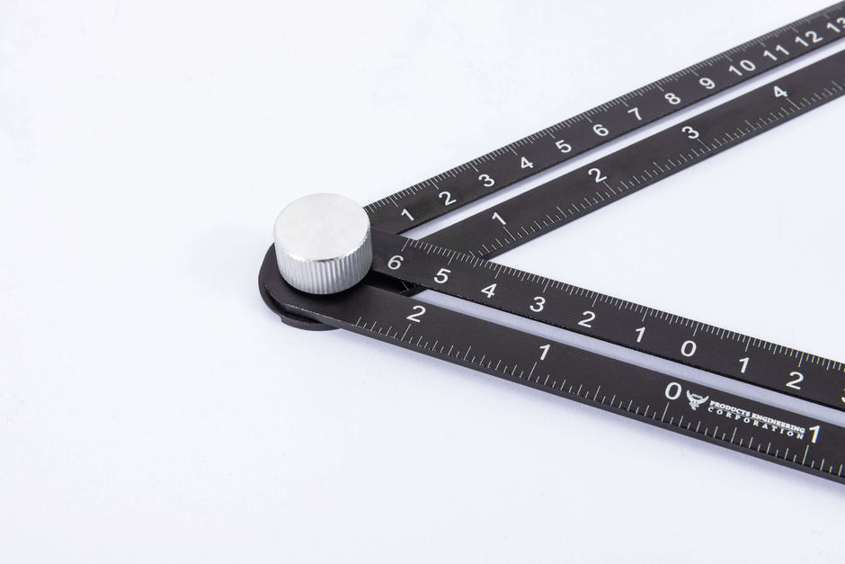 Multi-angle Measuring Set showing the adjustable rafter square and clear measurement markings for precise calculations.