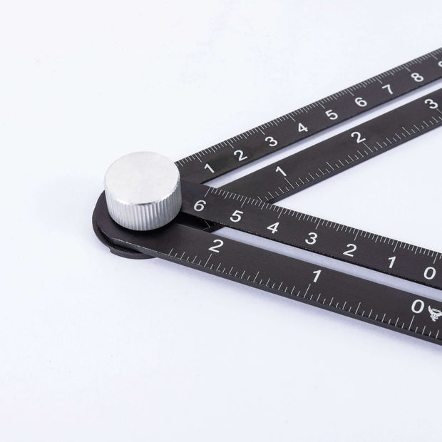 Multi-angle Measuring Set showing the adjustable rafter square and clear measurement markings for precise calculations.