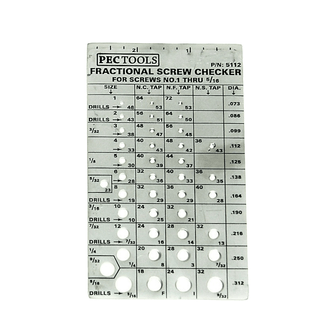 Image of a Fractional Screw Checker & Bolt Gauge used for identifying screw sizes from No. 1 to 5/16.