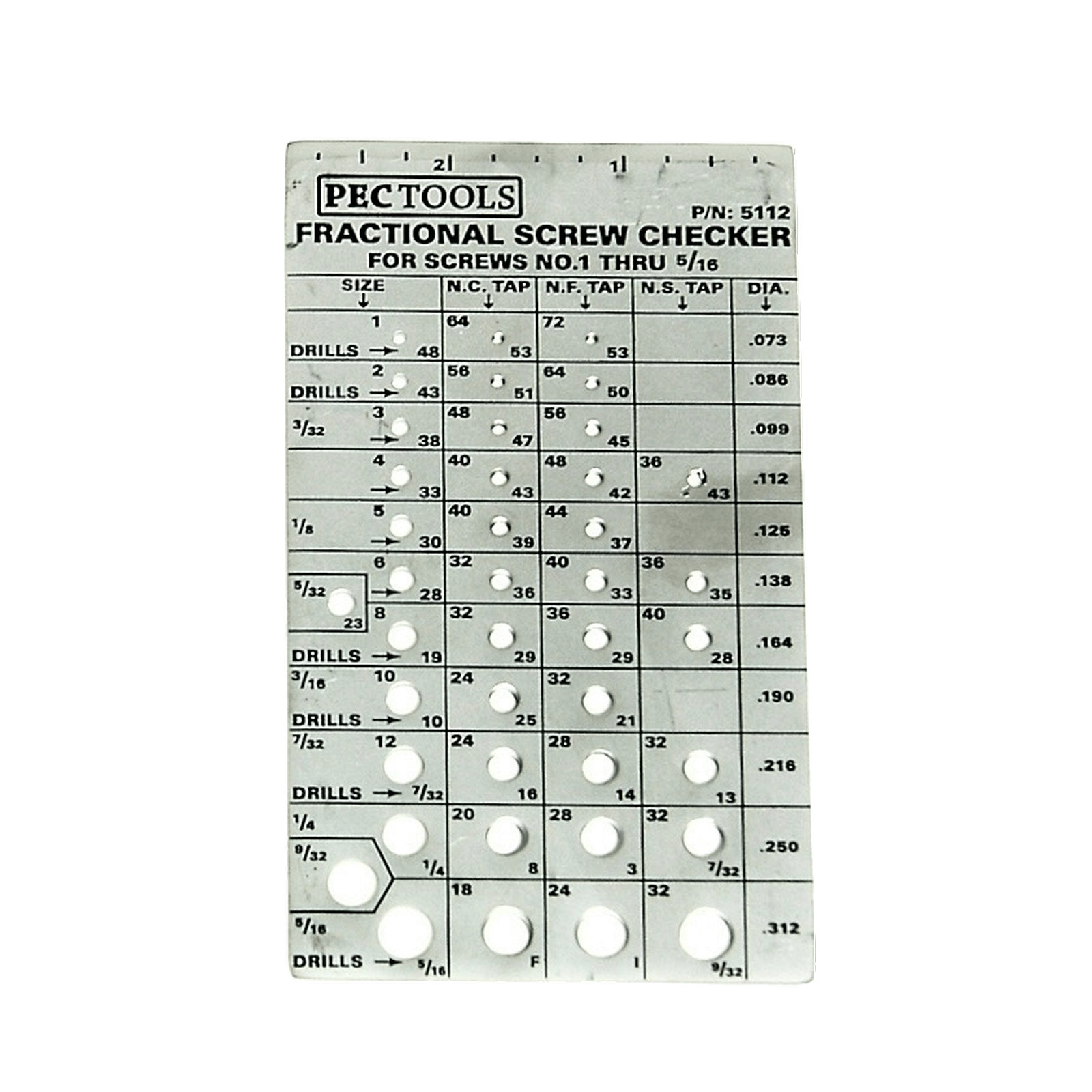 Pec Tools Fractional Screw Checker & Bolt Gauge - Precision Tool – PEC Tools