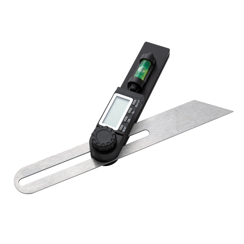 Digital T-Bevel - 360° Electronic Angle Finder with display and level for precise angle measurements.